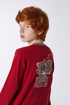 Jongens-Heren pyjama,donker rood  212-2-QTR-Z/477