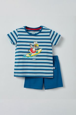 Baby Unisex pyjama, blauw-rood gestreept 211-3-PSS-S/983 