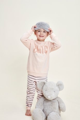 F41029-41 Charlie Choe Meisjes Pyjama Homewear Set Zacht Roze Velours