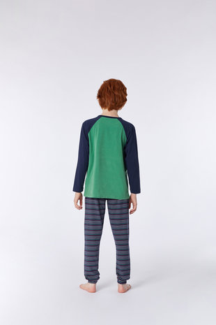 Jongens-Heren pyjama,groen 212-2-QRL-Z/733