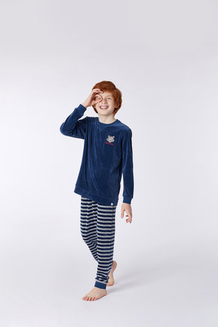 Jongens-Heren pyjama,donkerblauw 212-2-QPI-V/874