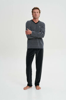 Heren pyjama lang antraciet melange 19750 103
