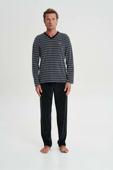 Heren pyjama lang antraciet melange 19750 103