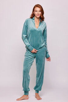 Dames sweater en broek,blauwgroen 232-52-TPF-V/867