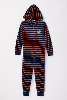 Unisex Onesie , bruin-donkerblauw streep 232-10-ONE-V/922