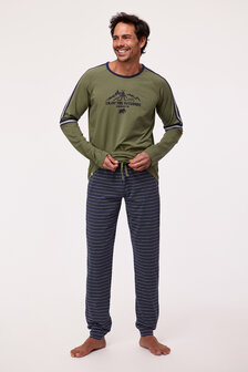 Heren Pyjama, kakigroen 232-12-QRL-Z/753