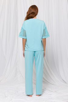 Dames  Set van Top en Lange broek, blauw 241-51-THQ-K/823