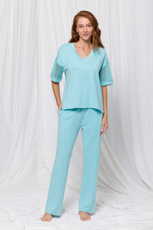 Dames  Set van Top en Lange broek, blauw 241-51-THQ-K/823