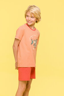 Jongens-Heren Pyjama,roest-geel streep 241-10-PSS-S/930 