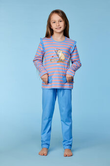 252-10-PLG-S/911 Meisjes pyjama blauw-roze streep