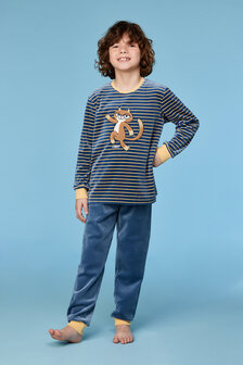 252-10-PLC-V/916  Jongens-Heren Pyjama,antraciet-gele streep