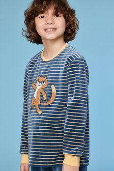 252-10-PLC-V/916  Jongens-Heren Pyjama,antraciet-gele streep