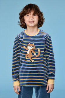 252-10-PLC-V/916  Jongens-Heren Pyjama,antraciet-gele streep