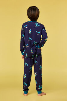 252-10-PLC-Z/930 Jongens-Heren Pyjama,donkerblauwe duivenprint