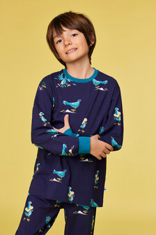 252-10-PLC-Z/930 Jongens-Heren Pyjama,donkerblauwe duivenprint