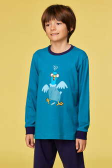 252-10-PLE-Z/795 Jongens-Heren Pyjama, groenblauw