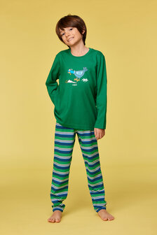 252-10-PLS-S/792 Jongens pyjama donkergroen