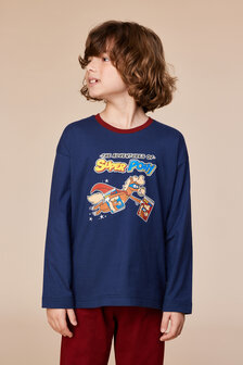 252-10-PLU-S/893 Jongens pyjama donkerblauw