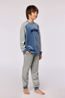 252-10-QRM-V/189 Jongens-Heren Pyjama,blauwgrijs
