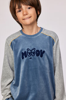 252-10-QRM-V/189 Jongens-Heren Pyjama,blauwgrijs