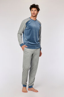 252-10-QRM-V/189 Jongens-Heren Pyjama,blauwgrijs