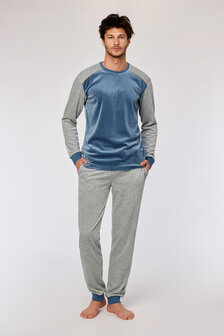 252-10-QRM-V/189 Jongens-Heren Pyjama,blauwgrijs