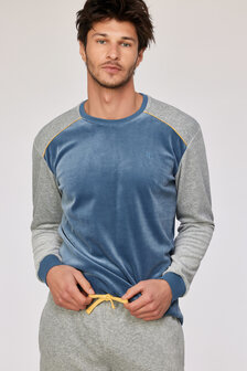 252-10-QRM-V/189 Jongens-Heren Pyjama,blauwgrijs