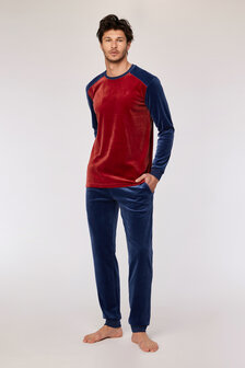 252-10-QRM-V/495 Jongens-Heren Pyjama,donkerrood