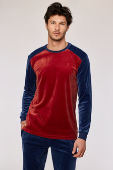 252-10-QRM-V/495 Jongens-Heren Pyjama,donkerrood