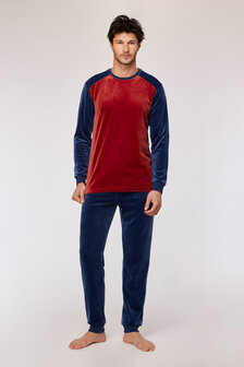 252-10-QRM-V/495 Jongens-Heren Pyjama,donkerrood