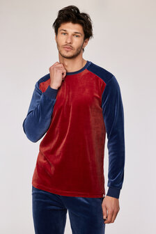 252-10-QRM-V/495 Jongens-Heren Pyjama,donkerrood