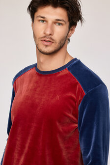 252-10-QRM-V/495 Jongens-Heren Pyjama,donkerrood