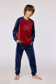252-10-QRM-V/495 Jongens-Heren Pyjama,donkerrood