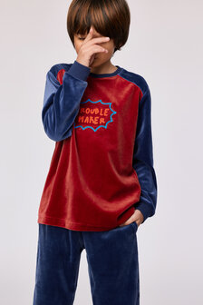 252-10-QRM-V/495 Jongens-Heren Pyjama,donkerrood