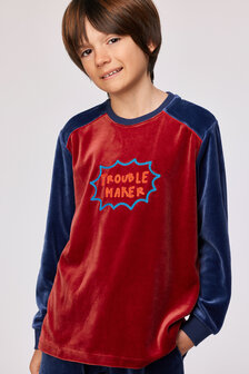 252-10-QRM-V/495 Jongens-Heren Pyjama,donkerrood