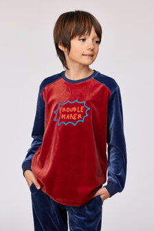 252-10-QRM-V/495 Jongens-Heren Pyjama,donkerrood
