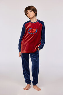 252-10-QRM-V/495 Jongens-Heren Pyjama,donkerrood