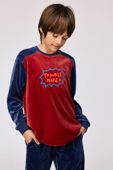 252-10-QRM-V/495 Jongens-Heren Pyjama,donkerrood