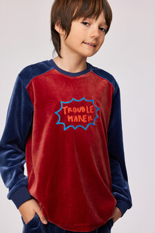 252-10-QRM-V/495 Jongens-Heren Pyjama,donkerrood