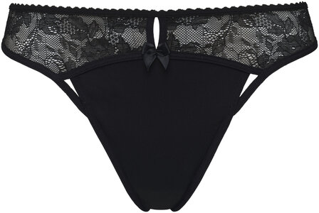 Peekaboo Black and sand thong 4cm 37473