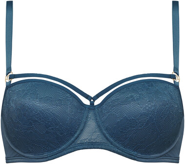 Space Odyssey forest green balcony padded bra teal lace 37450