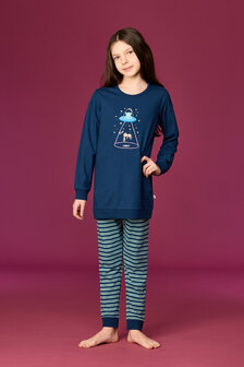 262-10-POP-S/881 Meisjes-Dames pyjama,donkerblauw
