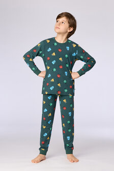 262-10-PLC-Z/916  Jongens-Heren Pyjama,groene alienprint
