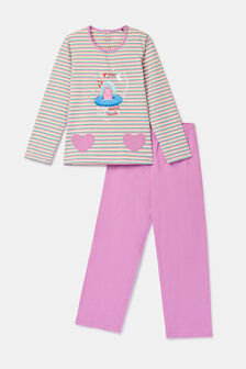 262-10-PLG-S/906 Meisjes-Dames pyjama, multicolor streep