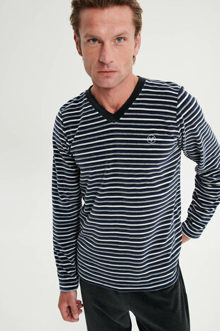 Heren pyjama lang antraciet melange 19750 103