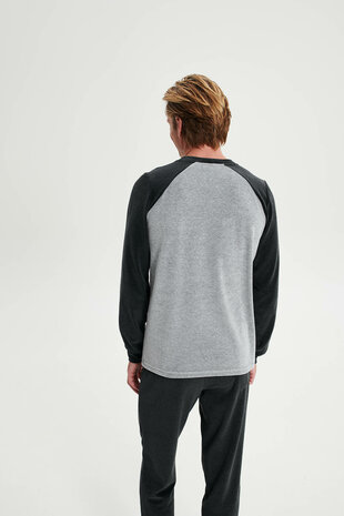 Heren pyjama lang anthraciet melange 19752 103