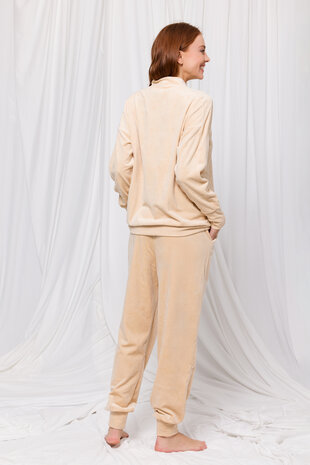 Dames sweater en broek, LxL logo print beige 232-52-TPF-V/988 