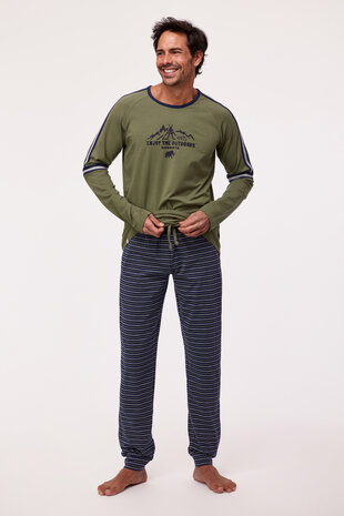 Heren Pyjama, kakigroen 232-12-QRL-Z/753