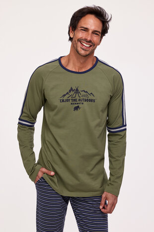 Heren Pyjama, kakigroen 232-12-QRL-Z/753