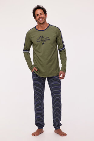 Heren Pyjama, kakigroen 232-12-QRL-Z/753